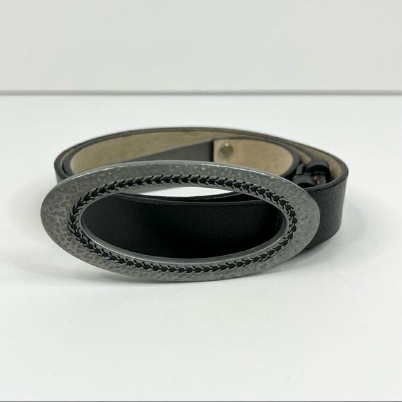 CHICO'S Black Genuine Leather O ring Hook Belt S/M - Picture 1 of 6